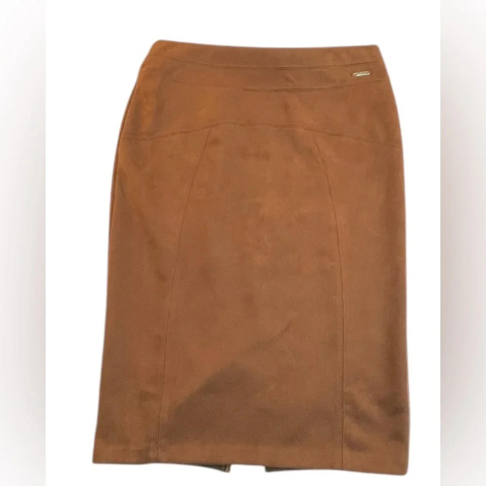 Marc New York Andrew Marc Brown Faux Suede Pencil Skirt Pull-On Women’s Sz Med